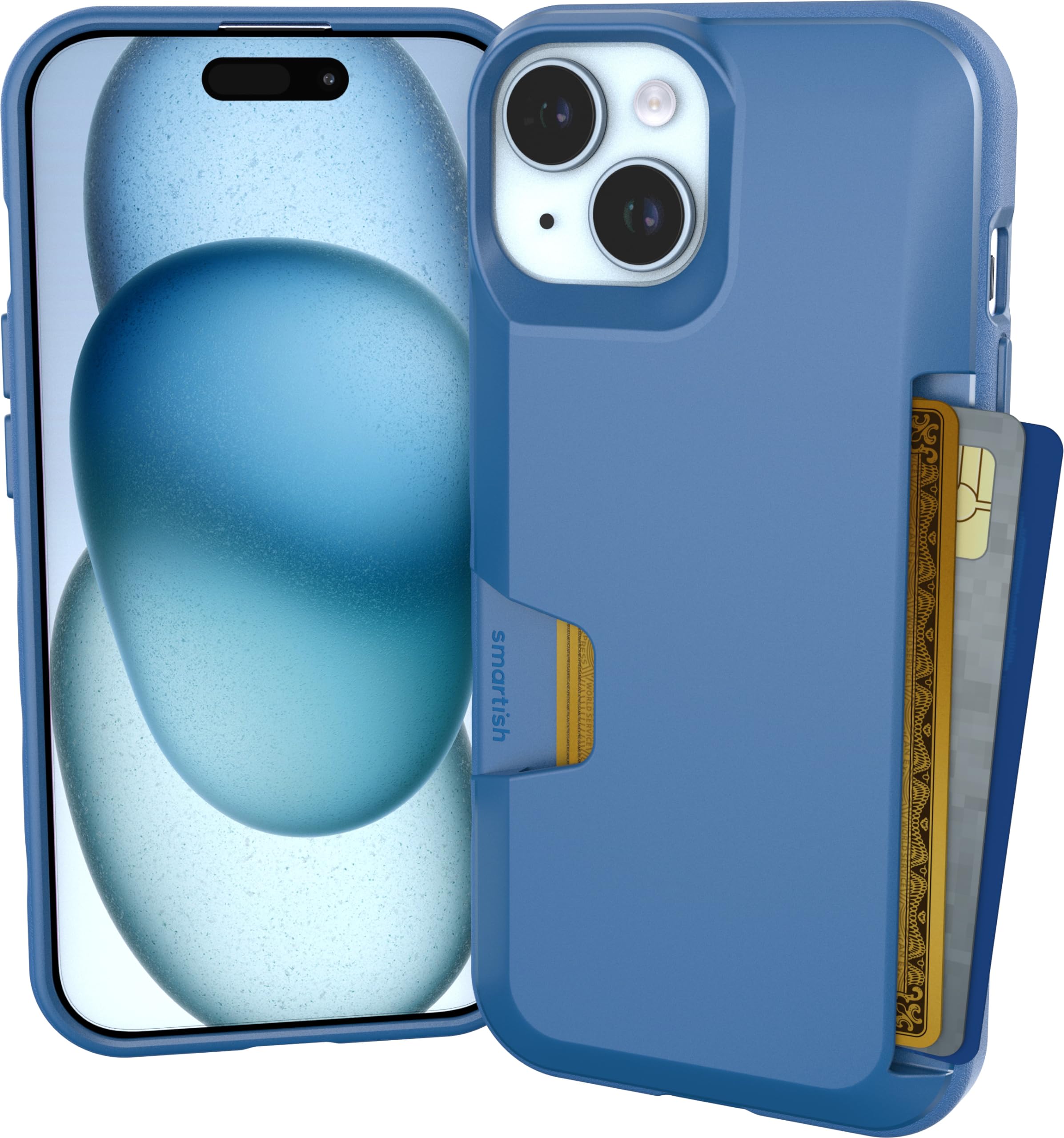 Smartish iPhone 15 Wallet Case - Wallet Slayer Vol. 1 [Slim + Protective] Credit Card Holder - Blues on The Green