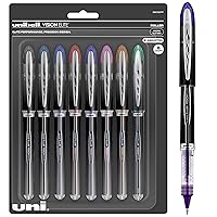 Uniball Vision Elite Rollerball Pens, Assorted Pens Pack of 8, Micro Pens with 0.5mm Ink, Ink Black Pen, Pens Fine Point Smooth Writing Pens, Bulk Pens, and Office Supplies