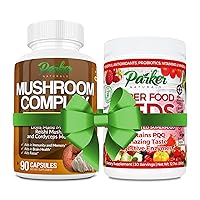 Superfood Bundle - Three Mushroom Complex 90 Count Capsules for Immunity & Superfood Reds Organic Antioxidant 12.7oz Powder with Vitamins and Minerals.Made in The USA!
