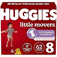Huggies Size 8 Diapers, Little Movers Baby Diapers, Size 8 (46+ lbs), 62 Count