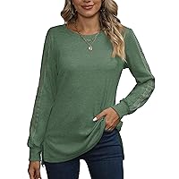 Aokosor Womens Long Sleeve Blouses Fall Lace Casual Side Split Tunic Tops Trending Now 2023