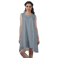 Scoop Neck Womens Dresses Printed Rayon Sleeveless Loose T-Shirt Dress