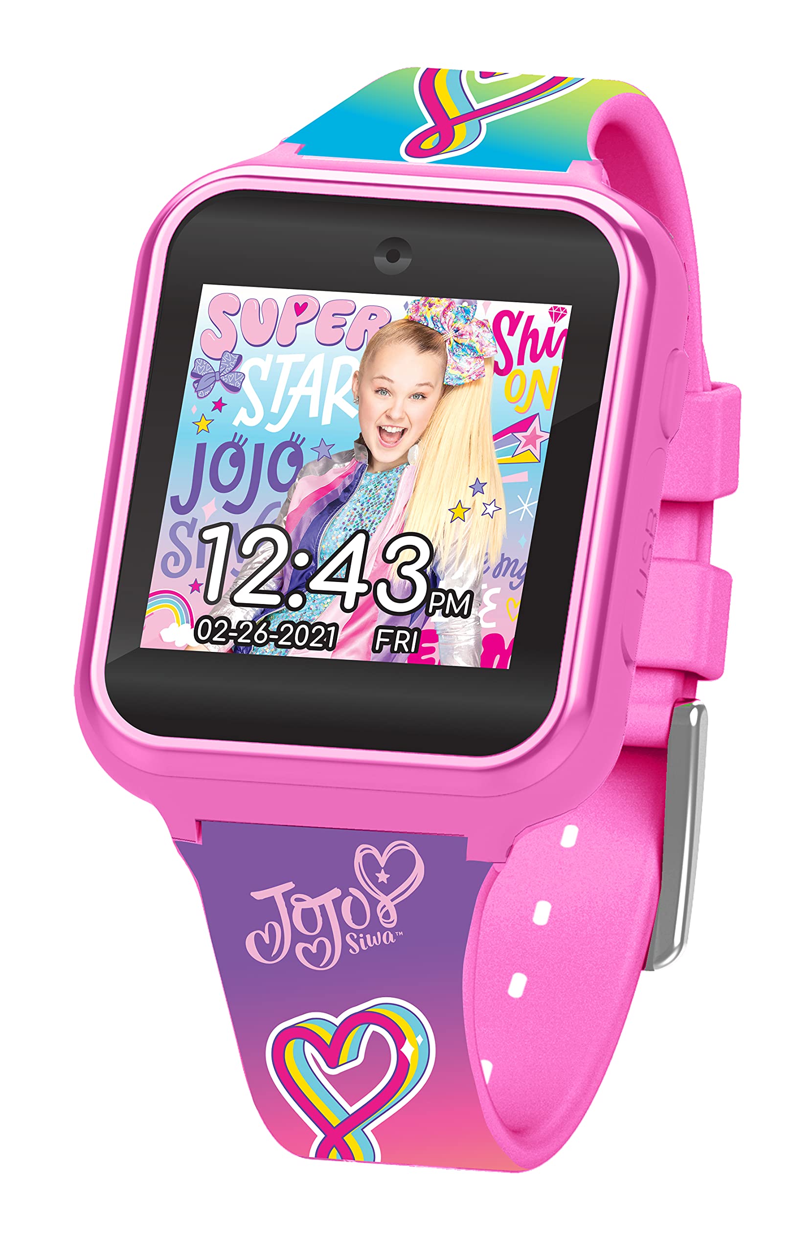 Accutime Kids Nickelodeon JoJo Siwa Educational Learning Touchscreen Smart Watch Toy for Girls, Boys, Toddlers - Selfie Cam, Learning Games, Alarm, Calculator, Pedometer & More (Model: JOJ4383AZ)
