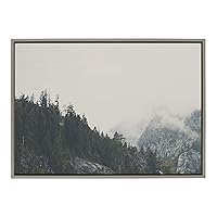 Kate and Laurel Sylvie Power of Imagination Framed Canvas Wall Art by Laura Evans, 23x33 Gray, Beautiful Mountain Wall Decor