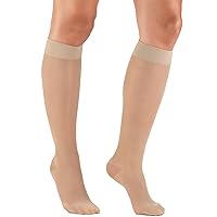 Truform Sheer Compression Stockings, 15-20 mmHg, Women's Knee High Length, 20 Denier, Nude, Small