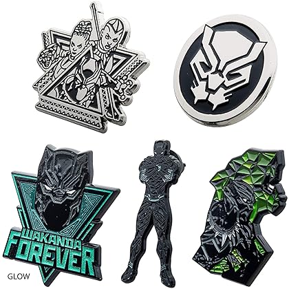 Marvel Studios: Black Panther Wakanda Forever Metal-based and Enamel 5 Lapel Pin Set with an Officially Licensed Wakanda Forever Window Box (Amazon Exclusive).