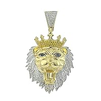 10kt Yellow Gold Mens Round Diamond Lion Head Animal Charm Pendant 0.57 Cttw (I1-I2 Clarity; G-H Color)