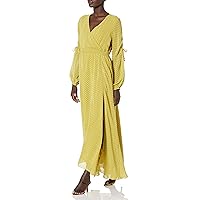 KENDALL + KYLIE Women's Regular Maxi Dress with Ruched Sleeves