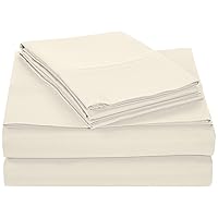 Lightweight Super Soft Easy Care Microfiber 4-Piece Bed Sheet Set with 14-Inch Deep Pockets, King, Beige, Solid