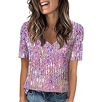 Womens Long Sleeve v Neck Button Tops Casual Slim Fashion Floral Print Collar Top Blouse T-Shirt Button Shirt