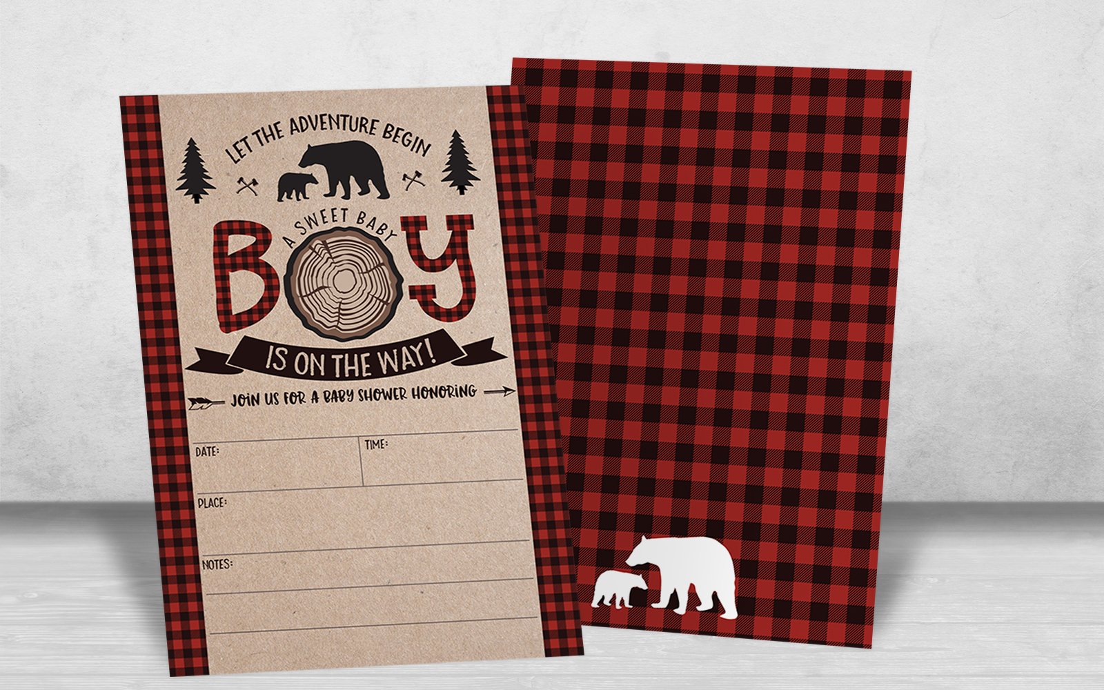 Your Main Event Prints Lumberjack Baby Shower Invitations, Boy Baby Shower Invitations, Mama Bear Baby Shower Invites, Woodland Baby Shower Invitations,, 20 Fill in Invitations and Envelopes