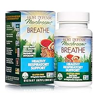 Host Defense, Breathe Capsules, Respiratory Support, Mushroom Supplement with Cordyceps, Reishi and Chaga, Unflavored, 30
