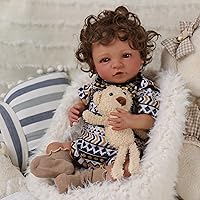 BABESIDE Lifelike Reborn Baby Dolls Black Boy - 20 Inch Soft Body Realistic Newborn Baby Doll Curly Hair Poseable Real Life Baby Dolls with Clothes and Toy Gift for Kids Age 3+