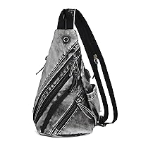 Canvas Sling Bag Crossbody Backpack Genuine Leather Shoulder Bag Casual Daypacks For Men