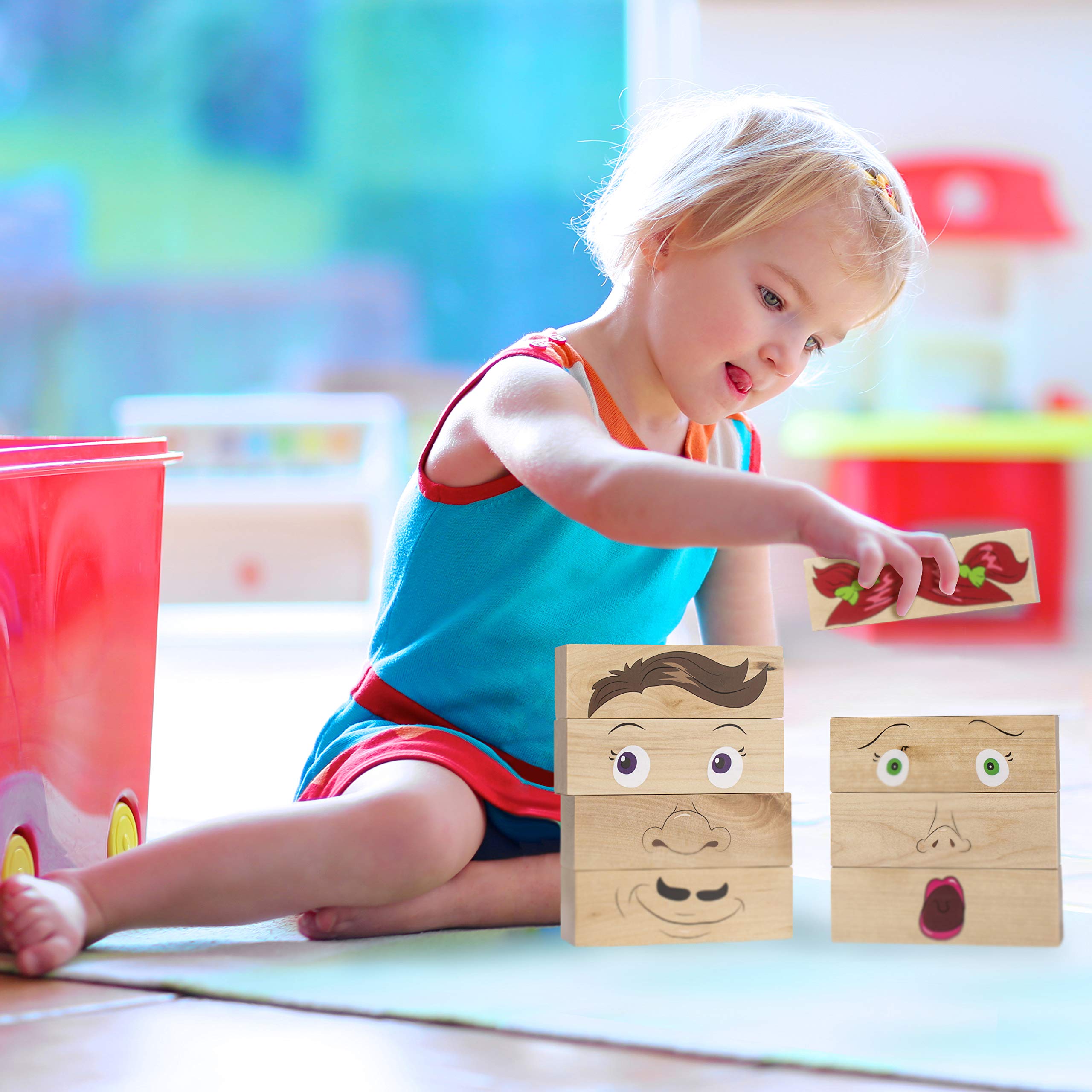 THE FRECKLED FROG - FF550 How Am I Feeling Blocks - Ages 1+ - Mix and Match Pieces to Make Expressive Faces - 4,000+ Variations - Social Emotional Learning Toy for Toddlers