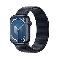 Apple Watch Series 9 [GPS 45mm] Smartwatch with Midnight Aluminum Case with Midnight Sport Loop One Size. Fitness Tracker, ECG Apps, Always-On Retina Display, Carbon Neutral