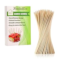 200 PCS Bamboo Skewers, 8 Inch Wooden Skewer for Appetizers, Fruit, Kebabs, Grilling Barbecue, Mini Burger, Sausage, Cocktail Picks for Drinks, Long Toothpicks, Food Sticks Natural, Kitchen Gadget