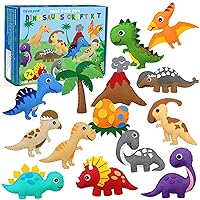 CiyvoLyeen Dinosaur Sewing Craft Kit DIY Kids Craft and Sew Set for Girls and Boys Educational Beginners Sewing Stuffed Animal Felt Plush Ornaments Set of 14 Sewing Kits for Kids Age 8 9 10 11 12