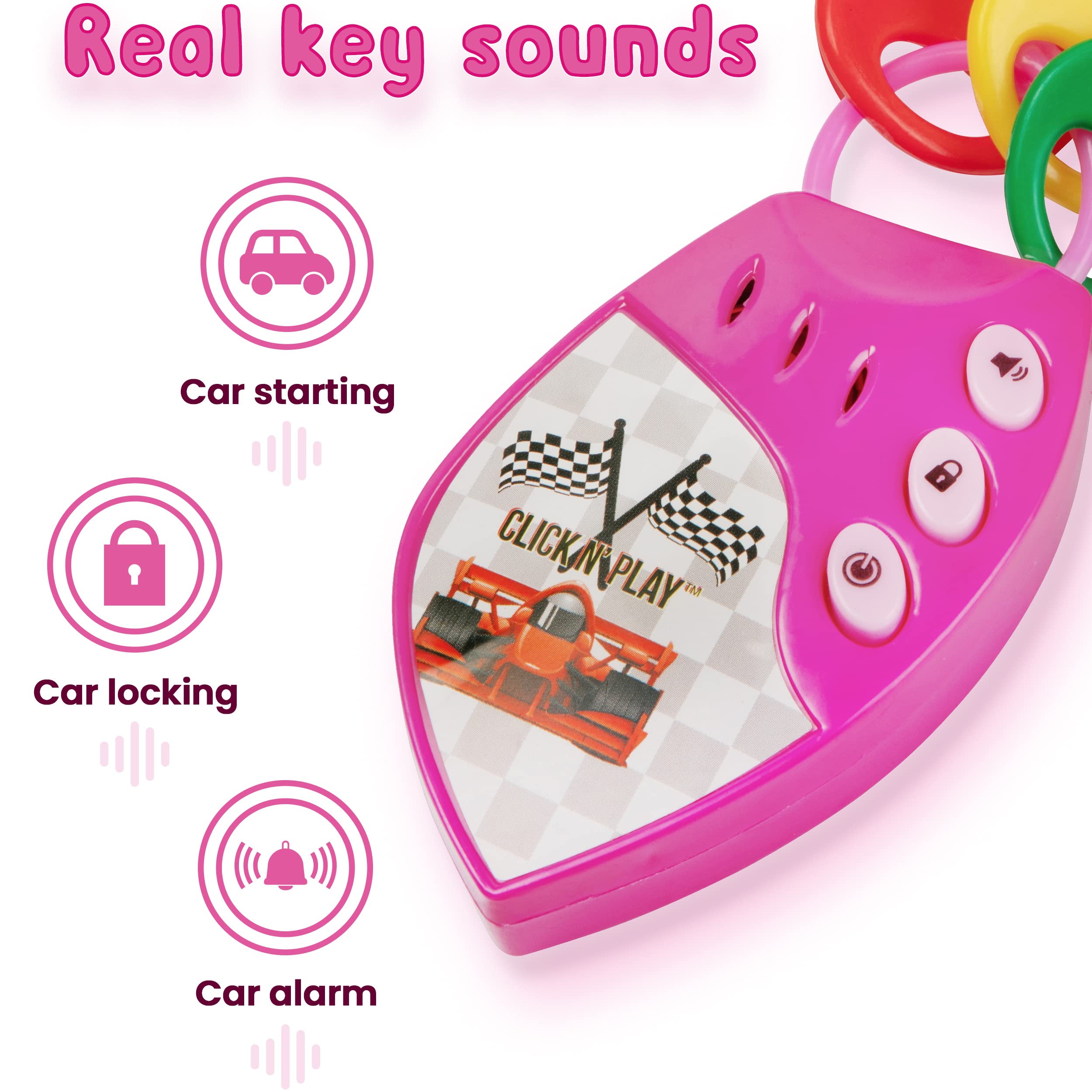 Click N' Play Purse Toy for Girls 2-3 Years Old - Toddler Girl Toys - Handbag with 8 Pieces Accessories: Makeup, Smartphone, Wallet, Keys, Credit Card - Toys for 2-3 Year-Old-Girls Toddler (Pink)