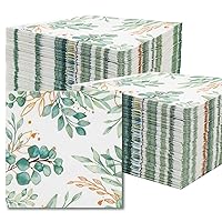 120Pcs Greenery Guest Napkins 2 ply Sage Green Napkins Green Leaves Decorative Guest Papers Disposable Hand Towels for Bathroom Shower Birthday Wedding Party Decoration(Square）6.5x6.5 inches