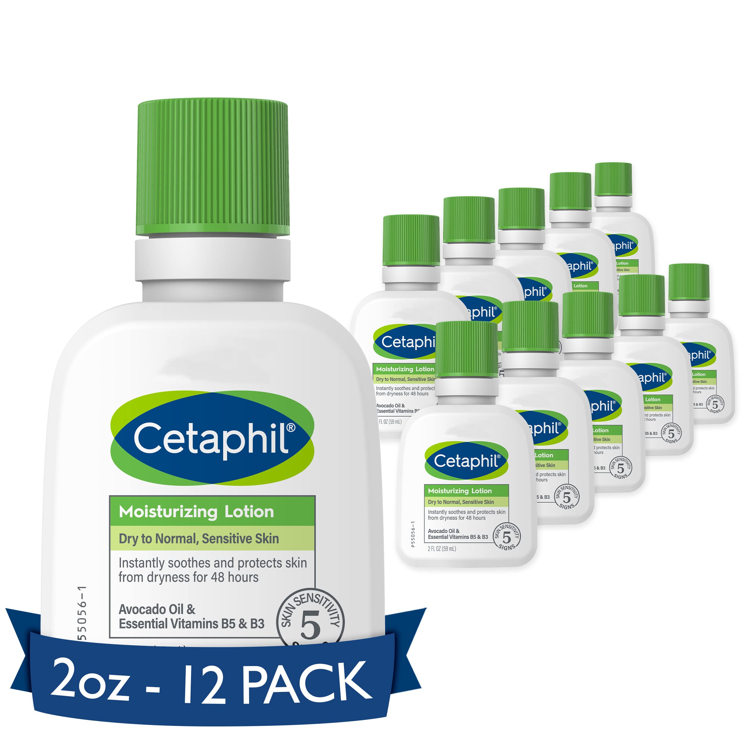 Cetaphil Body Moisturizer, Hydrating Moisturizing Lotion for All Skin Types, Suitable for Sensitive Skin, NEW 2 oz Pack of 12, Fragrance Free, Hypoallergenic, Non-Comedogenic