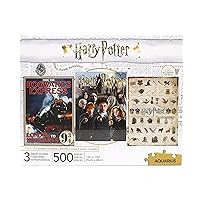 Aquarius Set of 3 Harry Potter Puzzles (Three 500 Piece Jigsaw Puzzles) - Glare Free - Precision Fit - Officially Licensed HP Merchandise & Collectibles - 14x19 Inches Each