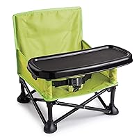 Summer by Bright Starts Pop 'N Sit Portable Booster Chair, Floor Seat, Indoor/Outdoor Use, Compact Fold, Green, 6 Mos - 3 Yrs