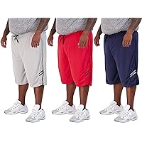 Real Essentials Men's Big & Tall 3-Pack Dry Fit & Mesh Active Athletic Perfomance Shorts (3X-5X)