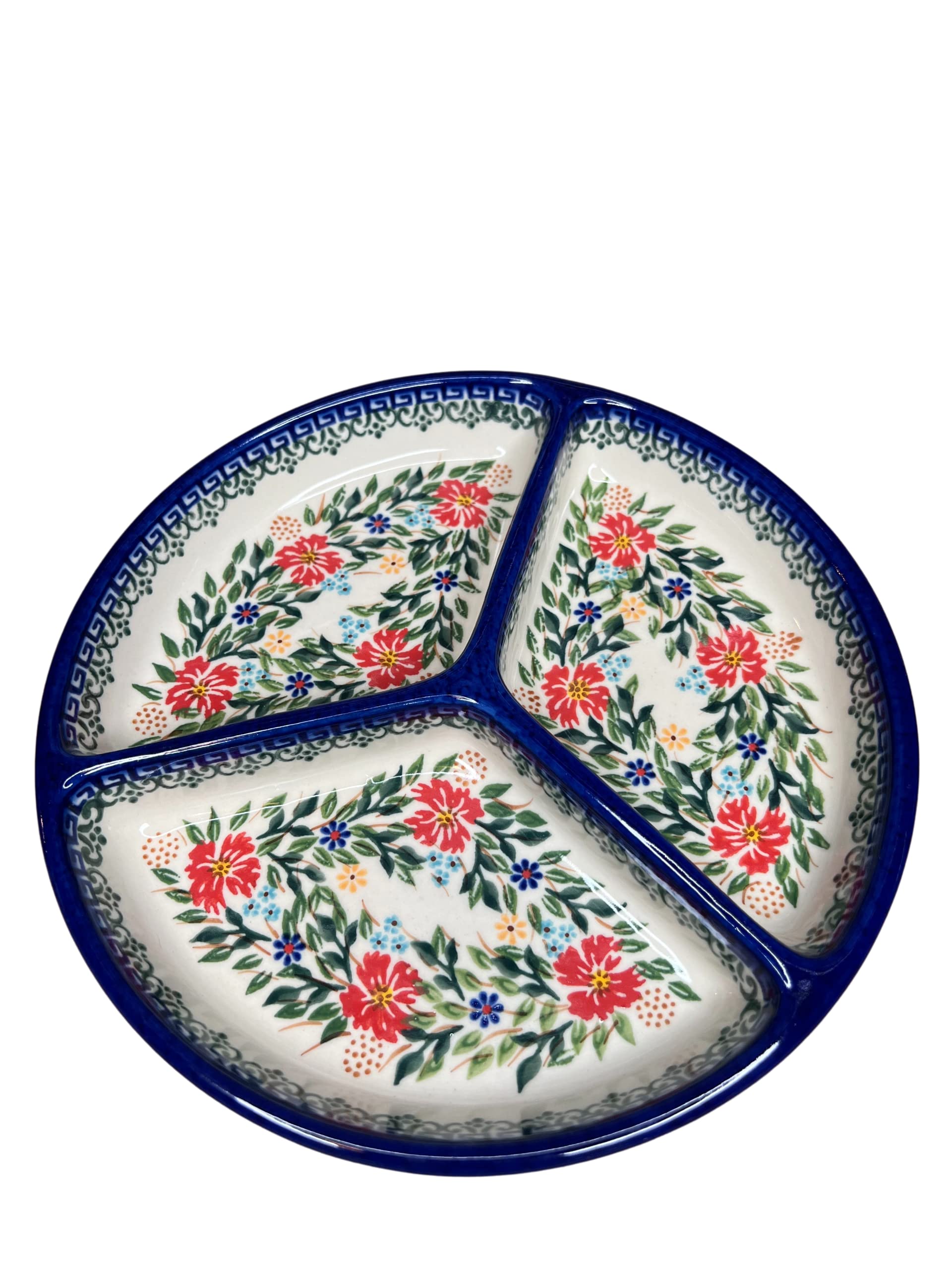 Polish Pottery Mercedes Divided Platter 173 Cornflower, Ceramika Kalich