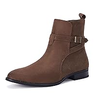 Mens Chelsea Boots Dress Shoes Buckle Strap Chukka Motorcycle Comfortable Walking Ankle Booties