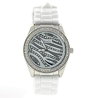 Silicon Crystal Watch- White and Silver Zebra