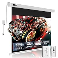 Projector Screen Motorized,178°Viewing Angle ALR Projector Screen Movie Screen 4K HD Electric Projector Screen for Home Theater Education W/Remote Control and Wall/Ceiling Mount (120 Inch/16:9)