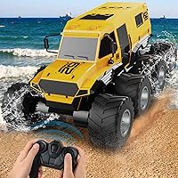 Amphibious Remote Control Car with 2 Battery, 8WD Offroad Waterproof RC Trucks, 1:12 RC Cars for Boys Age 8-12, 2.4GHz All Terrain RC Drift Cars for Adults
