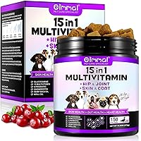 15 in 1 Dog Multivitamin Chewable- for Joint Support, Digestion, Skin, Coat Care- Hip and Joint Support with Glucosamine and Chondroitin 150 Soft Chews for Skin & Heart Health with Duck Flavor