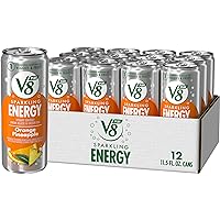 V8 +SPARKLING ENERGY Orange Pineapple Energy Drink, Made with Real Vegetable and Fruit Juices, 11.5 FL OZ Can (Pack of 12)