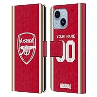 Head Case Designs Officially Licensed Custom Customized Personalized Arsenal FC Home 2023/24 Kit Leather Book Wallet Case Cover Compatible with Apple iPhone 14 Plus