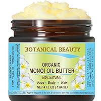 Organic MONOI OIL BUTTER Pure Natural Virgin Unrefined RAW 4 Fl. Oz.- 120 ml for FACE, SKIN, BODY, DAMAGED HAIR, NAILS