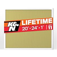 K&N 20x24x1 HVAC Furnace Air Filter, Lasts a Lifetime, Washable, Merv 11, the Last HVAC Filter You Will Ever Buy, Breathe Safely at Home or in the Office , HVC-12024,1 Count (Pack of 1)