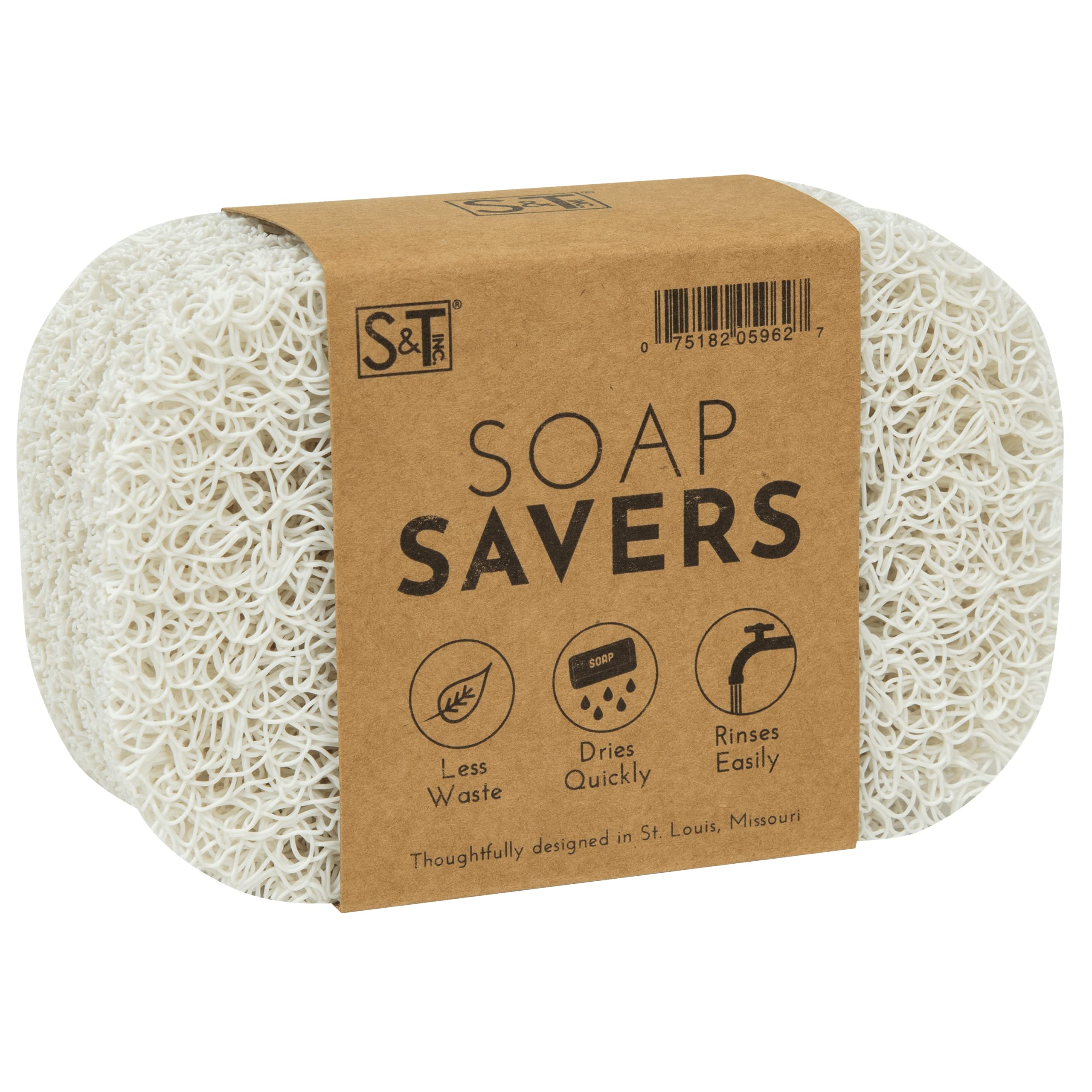 S&T INC. BPA-Free Soap Savers for Kitchen and Bathroom, White, 2.9 Inch x 4.4 Inch, 4 Pack