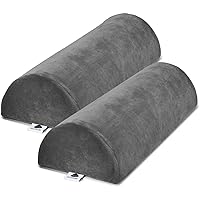 2 Pack Large Half Moon Bolster Pillow for Legs, Knees, Lower Back and Head, Lumbar Support Pillow for Bed, Sleeping | Semi Roll for Ankle and Foot Comfort - Machine Washable Cover, Grey