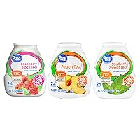 Great Value Liquid Flavor Enhancer Tea Selection - Southern Sweet tea, Peach, Raspberry-Black Tea. Sugar-Free, t. 6 Bottles 1.62 oz each