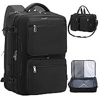 Travel Backpack For Men, 3-in-1 Crossbody Shoulder Bag Business Briefcase, Flight Approved, Large Expandable Personal Item Backpack, 17.3 Inch Laptop Backpack with USB Charging Port, Black