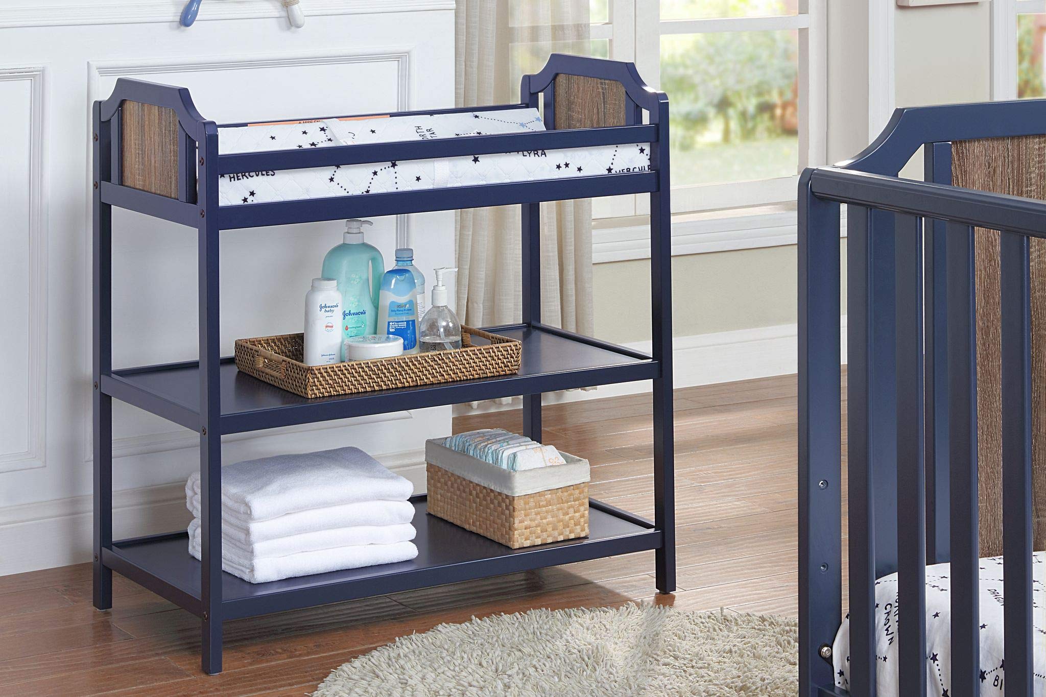 Suite Bebe Brees Changing Table in Midnight Blue and Vintage Walnut