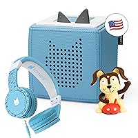Toniebox Audio Player Headphones Bundle - Listen, Learn, and Play with One Huggable Little Box - Light Blue