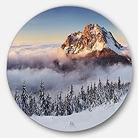 MT7041-C36 Winter Mountain Landscape - Photo Large Disc Metal Wall Art - Disc of 36