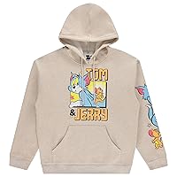Tom and Jerry Mens Classic Hoodie Cat and Mouse Cotton Hoodie Sweatshirt