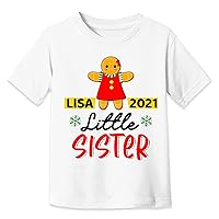 Personalized Big Little Sister Brother 2021 Christmas Toddler Girl Boy T-Shirt