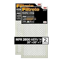 Filtrete 20x30x1 Air Filter, MPR 2800, MERV 14, Healthy Living Ultrafine Particle Reduction 3-Month Pleated 1-Inch Air Filters, 2 Filters