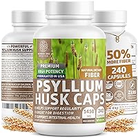 Premium Psyllium Husk Capsules [All Natural & Potent] Powerful Soluble Fiber Supplement Helps Support Regularity & Digestion, 240 Caps