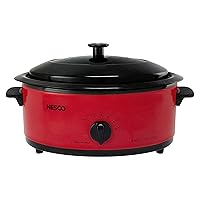 NESCO 4816-12, Roaster Oven with Porcelain Cookwell, Red, 6 quart, 750 watts